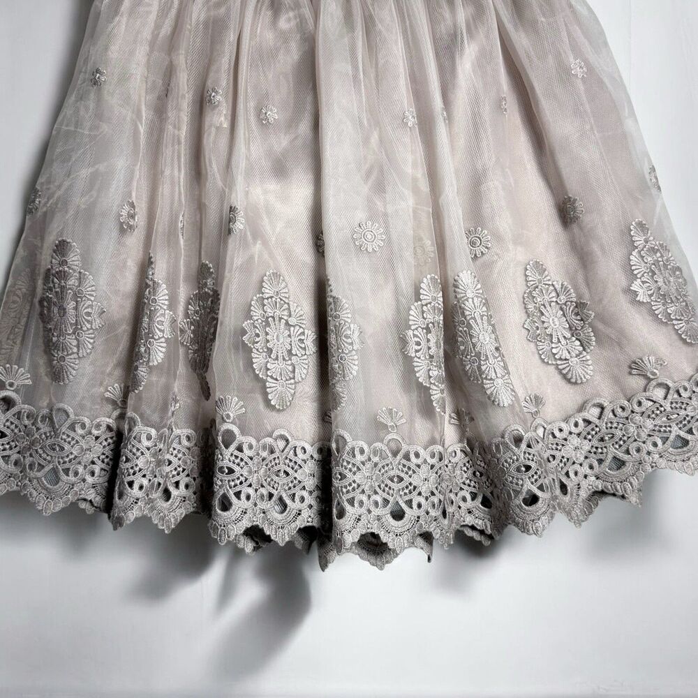 Bebe Embroidered Circle Skirt Size 4 Lace Overlay Ballet Fairy Cottagecore NWT - Picture 3 of 14